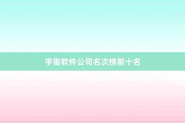 宇宙软件公司名次榜前十名